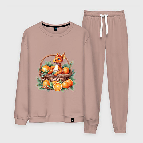 Мужской костюм Оранжевый дракон 2024 как мандарин в корзинке / Пыльно-розовый – фото 1