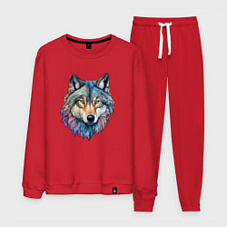Костюм хлопковый мужской Перламутровый волк, цвет: красный