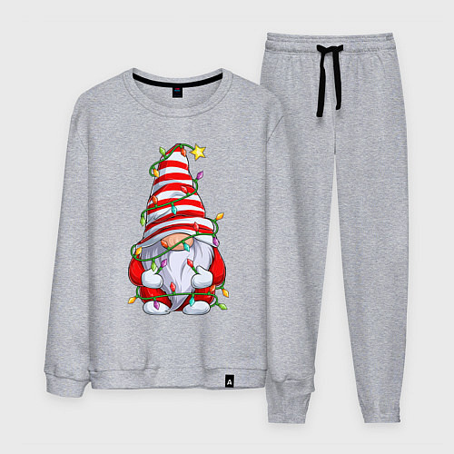 Мужской костюм Новогодний гном с гирляндой / Меланж – фото 1