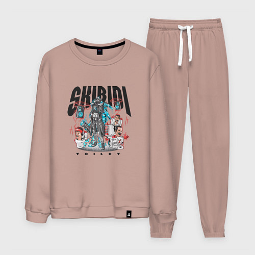 Мужской костюм Скибиди туалет и титан / Пыльно-розовый – фото 1