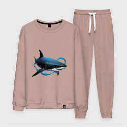 Костюм хлопковый мужской Акула портрет, цвет: пыльно-розовый