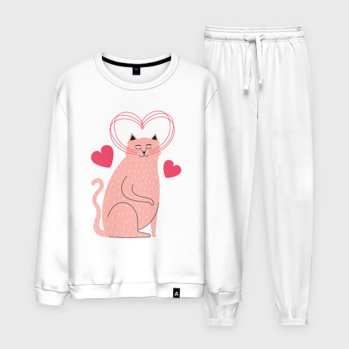 Мужской костюм Влюблённая кошечка / Белый – фото 1