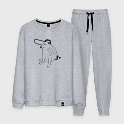 Костюм хлопковый мужской Мем собака человек бензопила, цвет: меланж