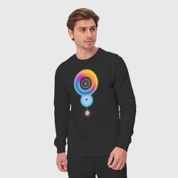 Костюм хлопковый мужской Цветные круги абстракция, цвет: черный — фото 2