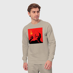 Костюм хлопковый мужской Lenin in red, цвет: миндальный — фото 2