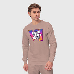 Костюм хлопковый мужской Grand theft auto VI, цвет: пыльно-розовый — фото 2