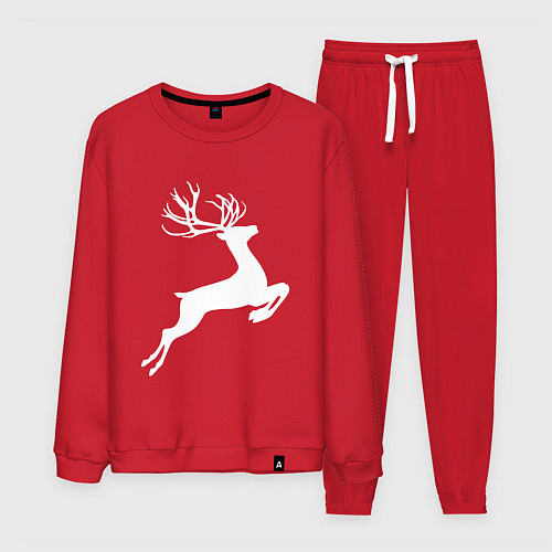 Мужской костюм Новогодний минималистичный олень / Красный – фото 1