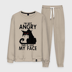 Костюм хлопковый мужской I am not angry cat, цвет: миндальный