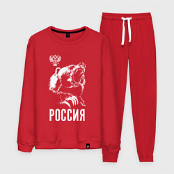 Костюм хлопковый мужской Русский медведь, цвет: красный