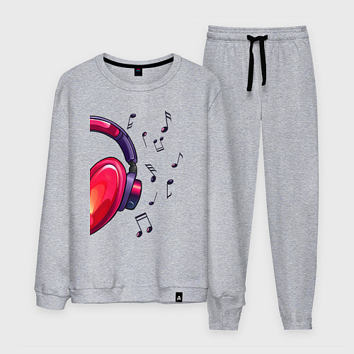 Мужской костюм The heart in the headphones left / Меланж – фото 1