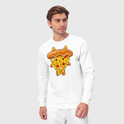 Костюм хлопковый мужской Кот пицца, цвет: белый — фото 2