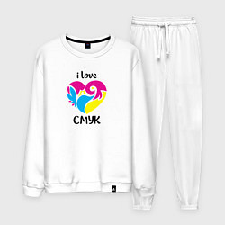 Костюм хлопковый мужской I love cmyk, цвет: белый