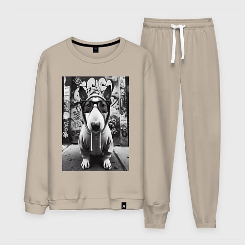 Мужской костюм Булли у стены с граффити / Миндальный – фото 1