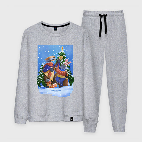 Мужской костюм Кибердеревня роботы новый год / Меланж – фото 1