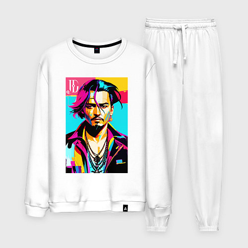 Мужской костюм Джонни Депп - поп арт / Белый – фото 1