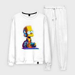 Костюм хлопковый мужской Bart is an avid gamer, цвет: белый