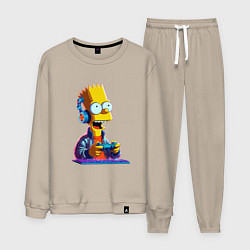 Костюм хлопковый мужской Bart is an avid gamer, цвет: миндальный