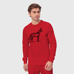 Костюм хлопковый мужской Лошадь в профиль, цвет: красный — фото 2