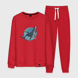 Костюм хлопковый мужской Большая акула, цвет: красный