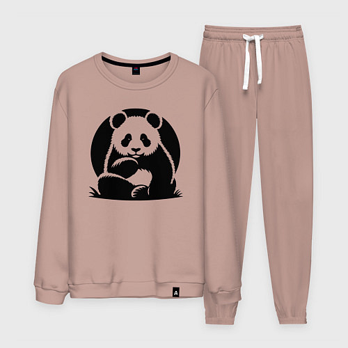 Мужской костюм Сидящая чёрная панда / Пыльно-розовый – фото 1