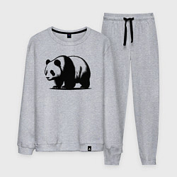 Костюм хлопковый мужской Стоящая чёрная панда, цвет: меланж