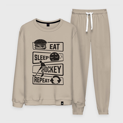 Мужской костюм Eat sleep hockey / Миндальный – фото 1