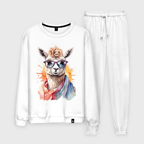 Мужской костюм Лама в очках цвет / Белый – фото 1