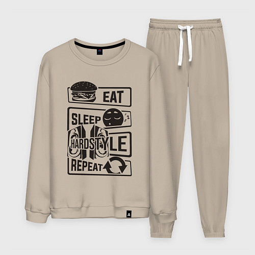 Мужской костюм Eat sleep hardstyle / Миндальный – фото 1