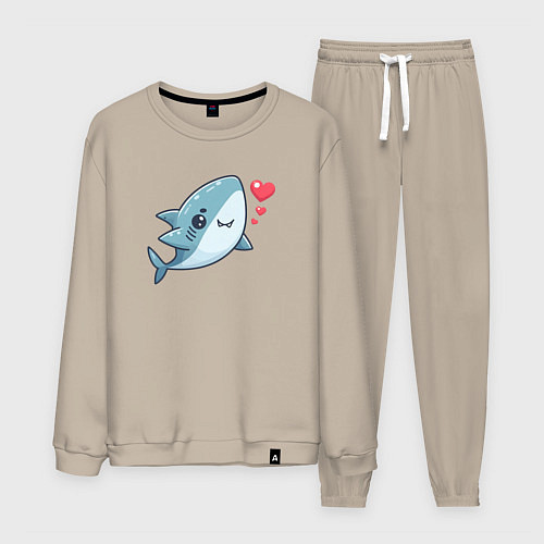 Мужской костюм Акула с сердечками / Миндальный – фото 1