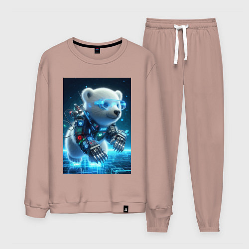 Мужской костюм Кибер медвежонок - милашка / Пыльно-розовый – фото 1