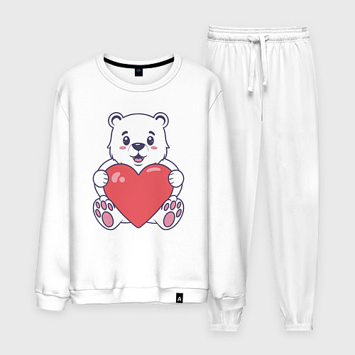 Мужской костюм Белый медведь с сердцем / Белый – фото 1
