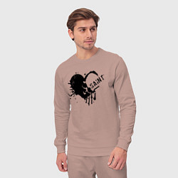 Костюм хлопковый мужской Сердце череп крест, цвет: пыльно-розовый — фото 2