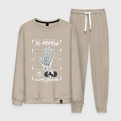 Костюм хлопковый мужской X-ray streetwear, цвет: миндальный