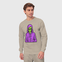Костюм хлопковый мужской Инопланетянин в худи, цвет: миндальный — фото 2