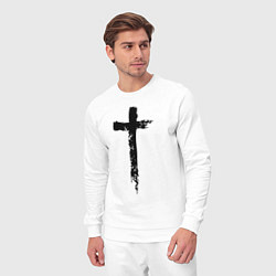 Костюм хлопковый мужской Крест простой графика, цвет: белый — фото 2