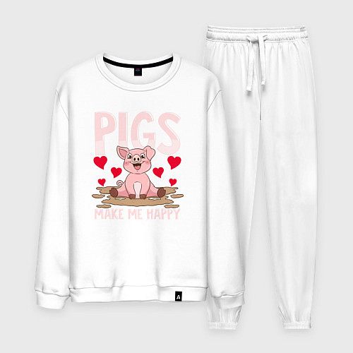 Мужской костюм Свиньи делают меня счастливым / Белый – фото 1