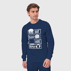 Костюм хлопковый мужской Eat sleep code repeat арт, цвет: тёмно-синий — фото 2
