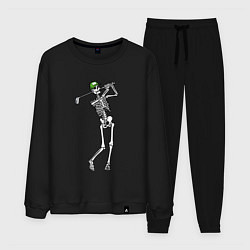 Костюм хлопковый мужской Golfing skeleton, цвет: черный