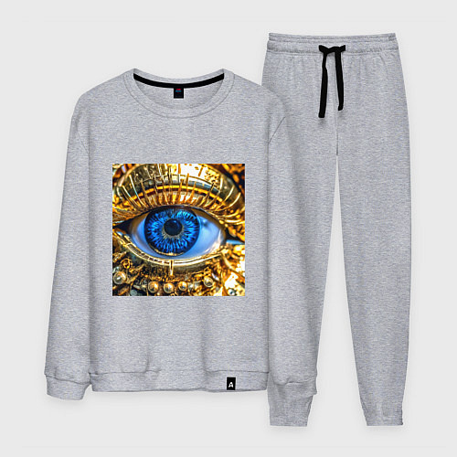 Мужской костюм Глаз металлический голубой в стиле стимпанк / Меланж – фото 1