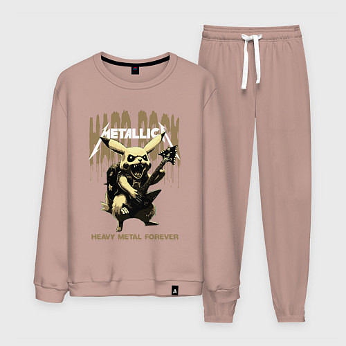 Мужской костюм Metallica на фоне тяжёлого рока от Пикачу / Пыльно-розовый – фото 1