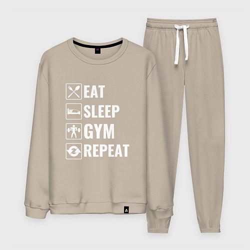 Мужской костюм Eat sleep gym repeat / Миндальный – фото 1