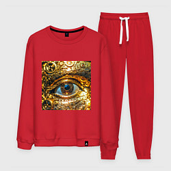 Костюм хлопковый мужской Золотой глаз металлический в стиле стимпанк, цвет: красный