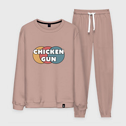Костюм хлопковый мужской Chicken gun круги, цвет: пыльно-розовый