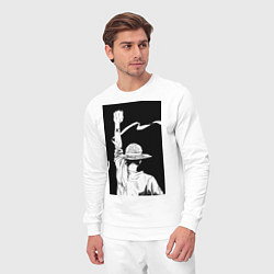 Костюм хлопковый мужской Ван Пис Луффи Монки Д, цвет: белый — фото 2