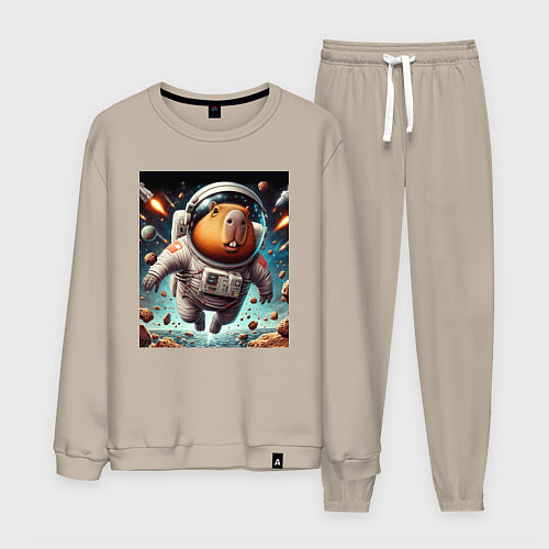 Мужской костюм Capybara is a brave cosmonaut / Миндальный – фото 1