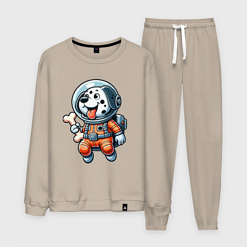 Мужской костюм Dalmatian cosmonaut puppy with a bone / Миндальный – фото 1