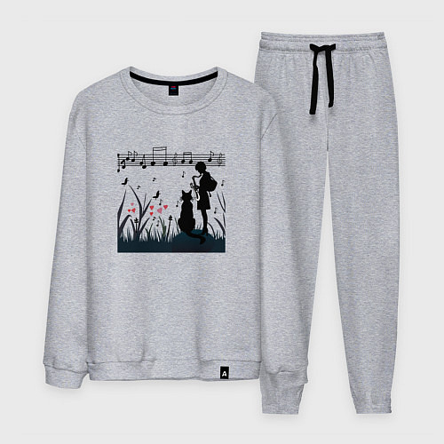 Мужской костюм Девушка и кот или музыка для души / Меланж – фото 1