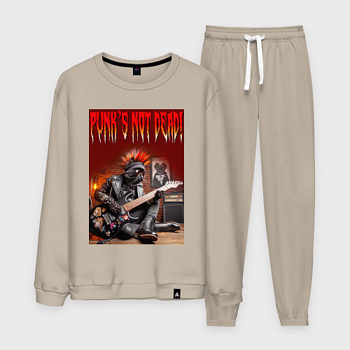 Мужской костюм Котяра гитарист - панк не умер / Миндальный – фото 1