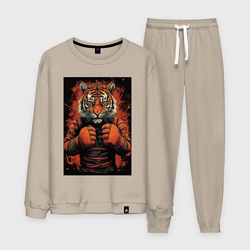 Мужской костюм Тигр Муай Тай в стойке / Миндальный – фото 1