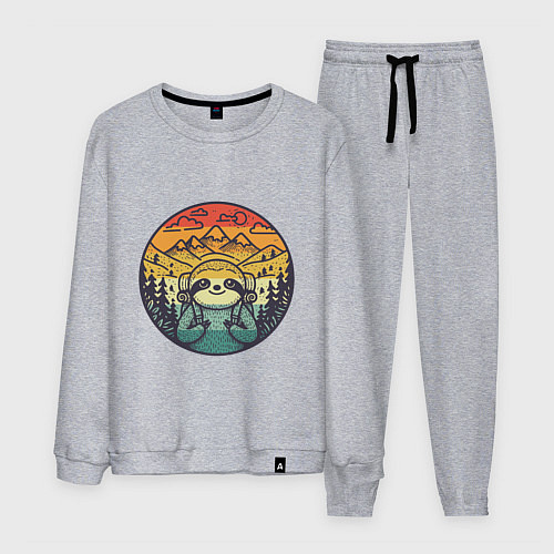 Мужской костюм Ленивец турист путешествует с рюкзаком / Меланж – фото 1